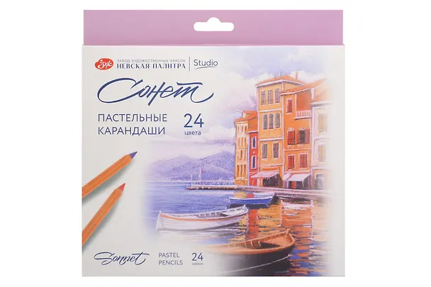 Карандаши пастельные 24цв "Сонет" грифель 4мм, липа, к/к, ЗХК 3151499 — 1