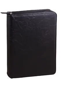 Папка-органайзер 340*260*40 "Линкольн" черная, кожзам с поролоном, карманы д/докум., на кольцах