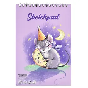 Скетчбук А5 60л "Милые животные" белый офсет, 100г/м2, тв.обложка, гребень
