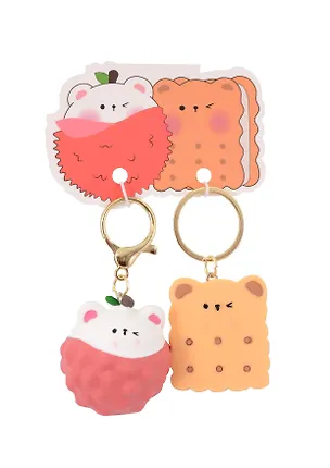 Брелоки парные Котик-клубничка и Мишка-Печенье (ПВХ) (5х4) (12-NVEB-3) 3078827