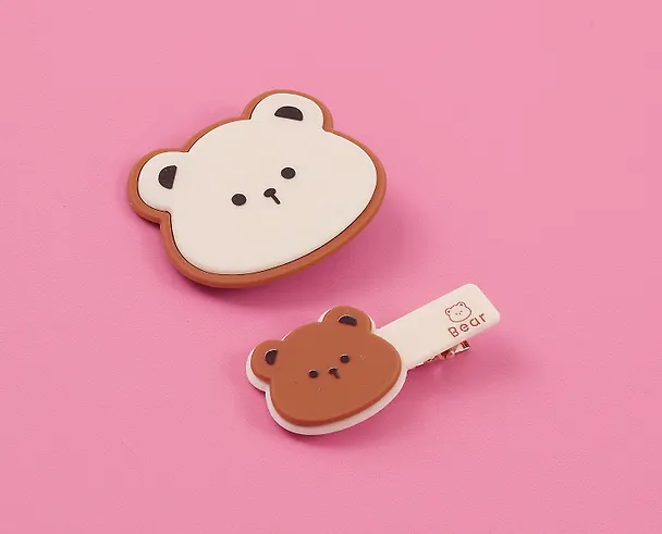 Набор заколок Kawaii Мишки матовые (2шт) (пластик) (12-03907-B13) (Lafilaf) 3048643 — 3
