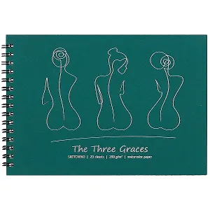 Скетчбук А5 20л "Три грации", 200г/м2, тв.обложка, фольга, гребень