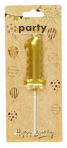 Свеча для торта Цифра 1 Воздушный шар (6см) (золото) (блистер)