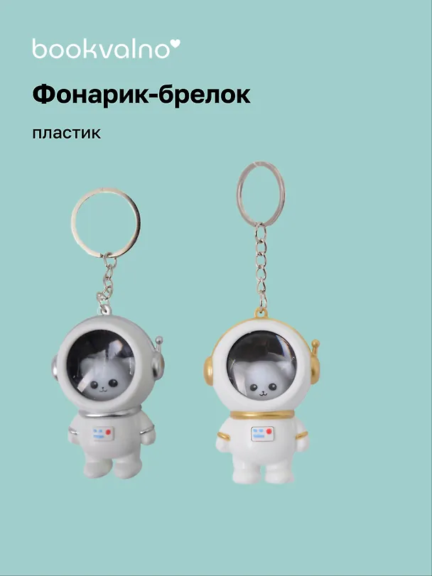 Брелок-фонарик Котик-космонавт (ПВХ) (5х4) 3078853 — 1