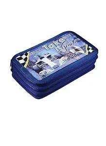 Пенал школьный 3отд. "Формула на джинсе" 19*11см, пластик, Оникс