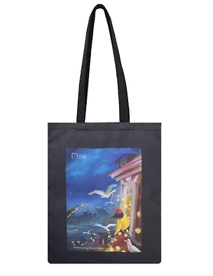 Сумка-шоппер СПб Ноксо Наедине с Петербургом Чайки и гирлянды (черная) (текстиль) (40х32) (СК2025-305) 3108159