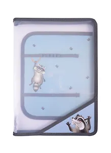 Папка для труда А4 "Енот" пластиковая, молния с 3х сторон, внутр.блок для канц.принадлежностей