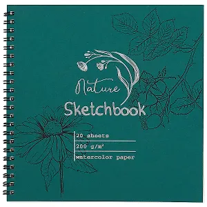 Скетчбук 195*195 20л "Nature", 200г/м2, тв.обложка, фольга, гребень