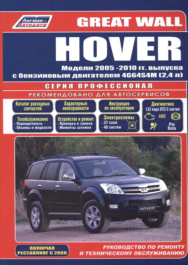Книга Great Wall HOVER Мод. 2005-2010 гг. вып. с бенз. двиг. 4G64S4M (2,4 л.) (мПрофессионал) () — 1