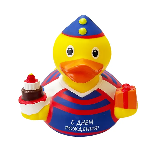 Игрушка для ванной, уточка резиновая FUNNY DUCKS "День рождения уточка" (1341) 3122147 — 1