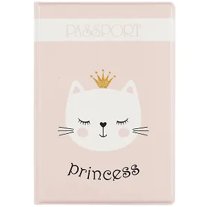 Обложка для паспорта Princess (кошечка в короне) (ПВХ бокс) (ОП2020-246)