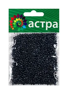 Набор д/творчества АСТРА Бисер 11/0 20гр 129 черный/непрозр.глянцевый