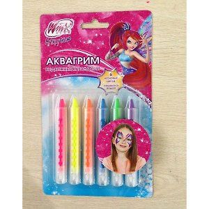 Аквагрим Выдвижные карандаши (неон. цвета) (AG6K13) (169072) (6 цв.) (Играем вместе) (блистер)