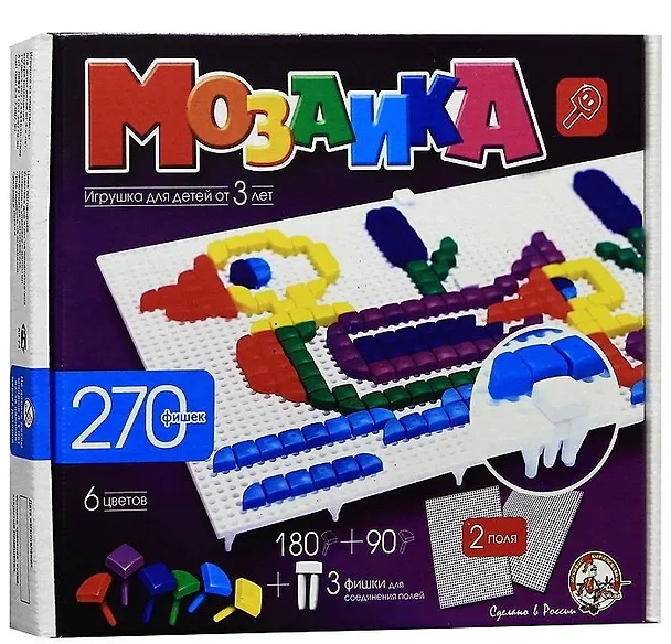 Мозаика фигурная, 270 элементов, 6 цветов, 2 поля (3+) 2209980 — 1