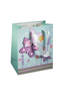 Пакет подарочный бумажный А5 18*23*10 "Бабочки", ассорти, мат. ламинат, Хансибэг