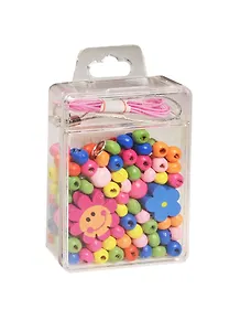 Набор бусинок дерево с фигуркой цветок-смайл (11-05713-13)