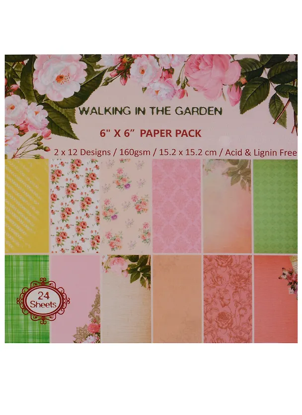 Набор бумаги для скрапбукинга, 15*15см, 24 листа, 12 дизайнов Walk in the garden (11-7) (11-2234 2618056 — 1