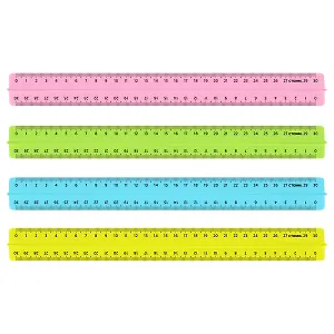 Линейка 30см с держ., неон., Стамм