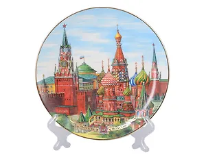 Тарелка декоративная коллаж Москва (фарфор) (15см) (15-6-20)