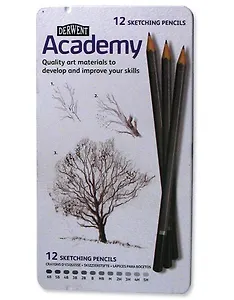 Набор карандашей для набросков, "Academy", 6B-5H, 12 штук, в металаллической коробке