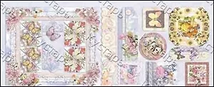 Набор бумажных наклеек с тиснением Эльфы цветы бабочки и рамки с блестками (G25113) (12х30см) (упаковка)