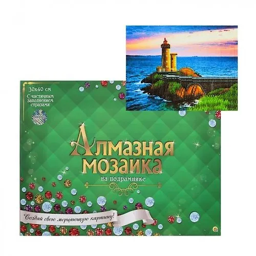 Набор для творчества Рыжий Кот. Алмазная мозаика блестящая «На краю света», 30 х 40 см, 17 цветов, с подрамником, с частичным заполнением 366705 — 1