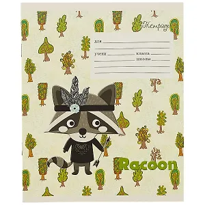 Тетрадь в клетку Unnika, "Лесные друзья", 18 листов, в ассортименте