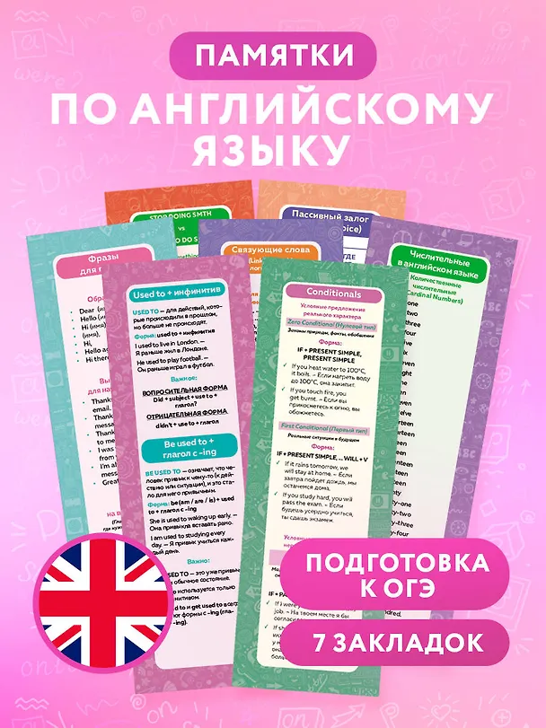 Книга Набор закладок по английскому языку. Помощник для подготовки к ОГЭ (7 шт. в наборе, 55x180 мм) (Александра Манакова) — 4