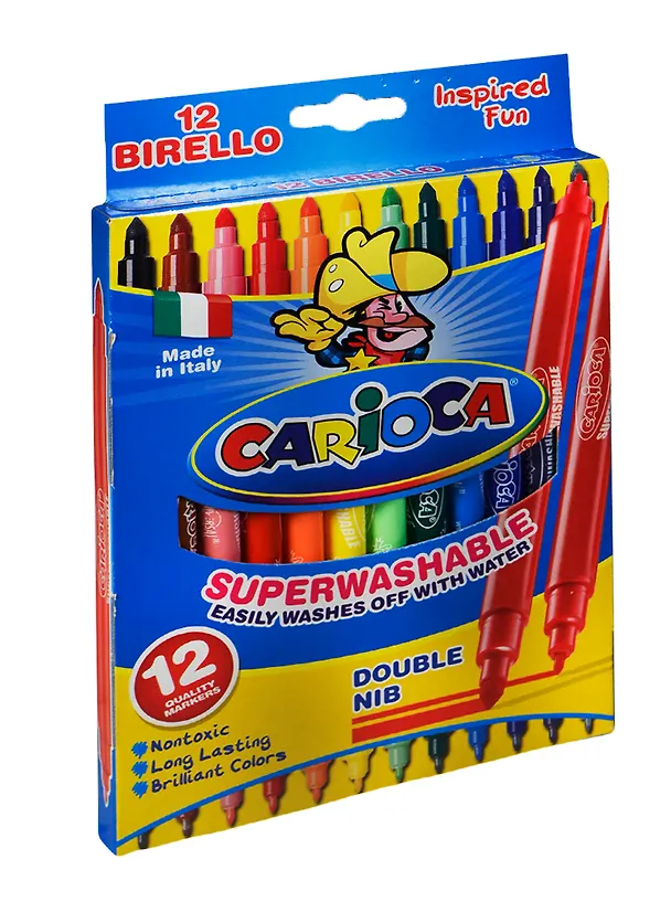 Фломастеры 12цв "CARIOCA BIRELLO" двухсторонние, к/к, подвес, Universal 231385 — 2