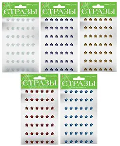 Декоративные наклейки со стразами Набор № 3 Цветы (2-331/03) (36шт.) (4 вида) (упаковка)