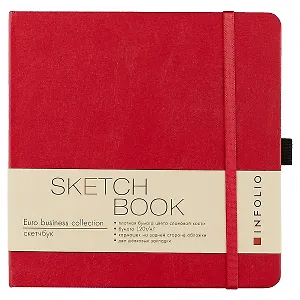 Скетчбук "Euro business", 64 листа, красный, 15х15 см