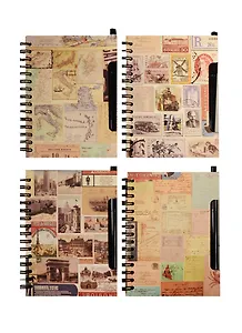 Записная книжка А6 92л "Постеры винтаж" с ручкой, спираль, Haich