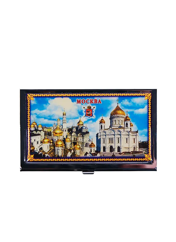 Визитница мет. "Москва. Коллаж. Храм Христа Спасителя и купола" (17CHE-21K1) 2374629 — 1