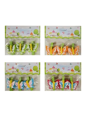 Набор из 3-х прищепок Бабочки с резными крыльями (11070100) (4 цв.) (пак. с хедер.) 2475859