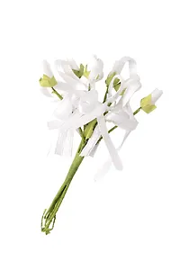 Букетик из подснежников с бантиками и листиками, цвет 01, белый (14-00530-B15)