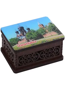 ГС Шкатулка малая с заливкой смола Иваново Достопримечательности города вид 3 (хдф, полимерная смола) (95х65х52)