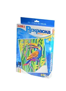 Раскраска по номерам акварелью Тукан (Рн-004) (LORI) (набор для творчества) (6+) (коробка)