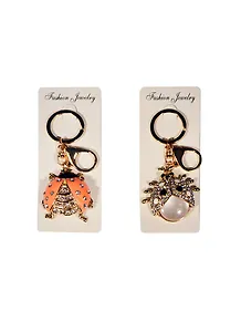 Брелок со стразами Божья коровка с камнем (19-14) металл