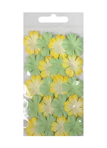 Набор цветков из шелковичной бумаги Светло-зелен. желт. (SCB300805) (28мм) (2цв./20шт.) (упаковка