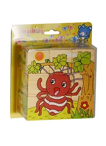 Кубики деревянные в блистере, насекомые (15-02300-6)