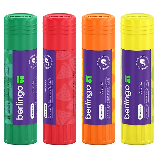Клей-карандаш «Aroma», Berlingo, 25 г, ароматизированный (яблочный сок, арбуз, сахарное печенье, ананас), ПВП 3113993 — 1