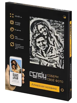 Алмазная мозаика 22х30 см. Серия "СЕЛФИКОНСТРУКТОР". 6 цветов. Классик (Арт.СКА-2452) 3170943