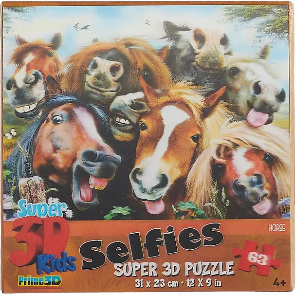 Пазл 63 Super 3D Kids Лошади селфи (31х23) (4+) (13561) (коробка) 2663661 — 2