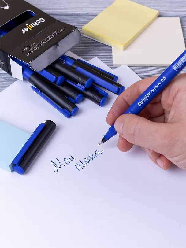 Ручки капиллярные синие 12шт "Fineliner" 0,6мм, Schiller 3078440 — 10
