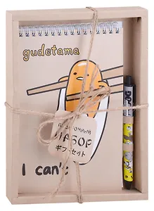 Блокнот А5 60л "Gudetama. Бежевый" +ручка шариковая автоматическая, подар. уп.