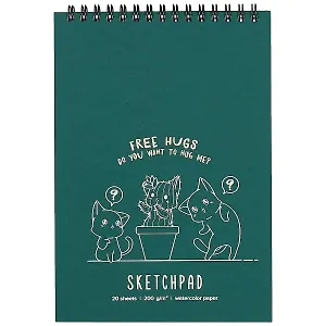 Скетчбук А5 20л "Котята", 200г/м2, тв.обложка, фольга, гребень