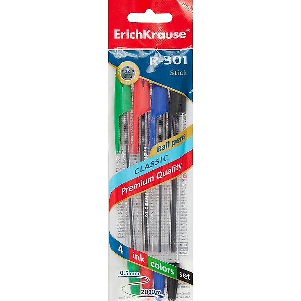 Ручки шариковые Erich Krause, R-301 Classic Stick, синие 1 мм 259150 — 1