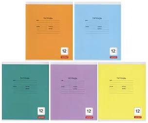 Тетрадь в линейку Listoff, "Однотонная серия", 12 листов, в ассортименте 3044295