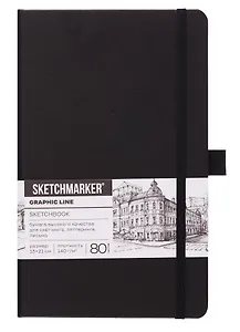 Скетчбук 9*14 80 листов "Sketchmarker" черный, нелинованный, 140г/м2, слоновая кость