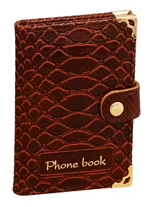 Алфавитная книга на кнопке Lezar А7+, 64 листа, коричневая